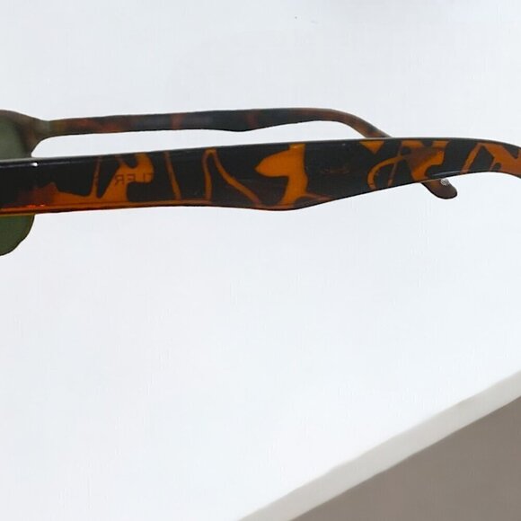 TORTOISE BROWLINE RETRO-VINTAGE LIGHTWEIGHT SUNGLASSES WITH GREEN LENSES - Picture 6 of 9